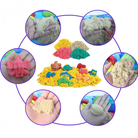WOOPIE kinetinis smėlis 0,8 kg rinkinys krepšelyje su formomis + / WOOPIE kinetinis smėlis 0,8 kg rinkinys krepšelyje su formomis + /