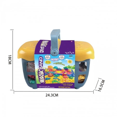 WOOPIE kinetinis smėlis 0,8 kg rinkinys krepšelyje su formomis + / WOOPIE kinetinis smėlis 0,8 kg rinkinys krepšelyje su formomis + /