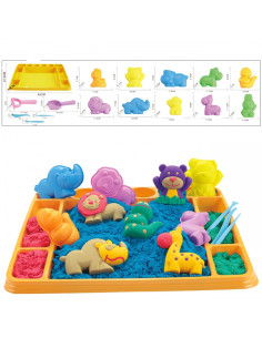 WOOPIE Kinetic Sand 1.2 kg XL ZOO rinkinys kavos staliukas su formelėmis 2