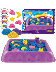 WOOPIE Kinetic Sand 0.6 kg vienaragio stalo komplektas su formelėmis