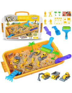 Набор из кинетического песка WOOPIE 1,5 кг XXL, стол для стройплощадки с формочками и транспортными средствами