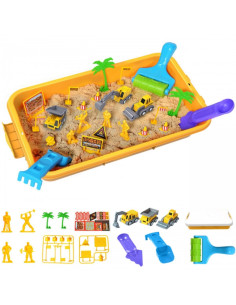 Набор из кинетического песка WOOPIE 1,5 кг XXL, стол для стройплощадки с формочками и транспортными средствами 2