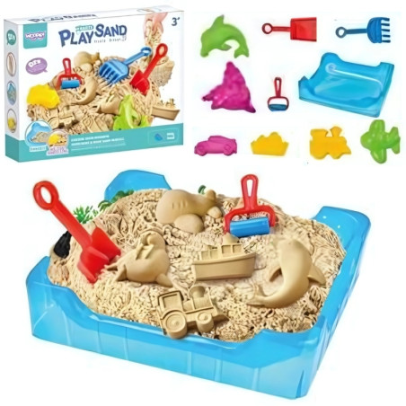 WOOPIE kinetinio smėlio 0,5 kg komplekto stalas su formelėmis WOOPIE kinetinio smėlio 0,5 kg komplekto stalas su formelėmis