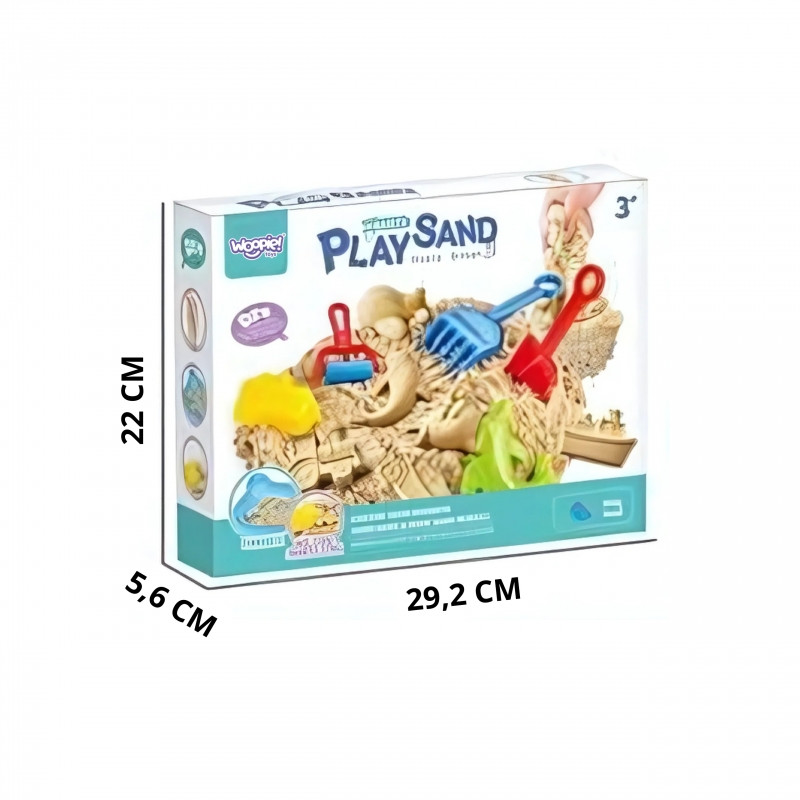 WOOPIE kinetinio smėlio 0,5 kg komplekto stalas su formelėmis