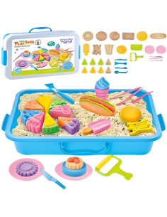 Кинетический песок WOOPIE, 6 цветов, 1,2 кг, набор для ресторана с формочками