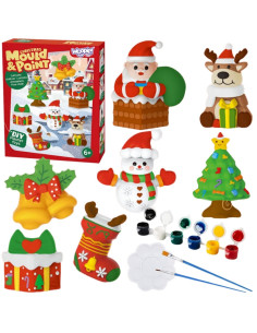 WOOPIE "pasidaryk pats" dažų kūrybinis rinkinys Padarykite gipso liejimo figūrėles ir dažus - Kalėdų rinkinys