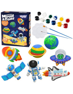 WOOPIE "pasidaryk pats" dažų kūrybinis rinkinys Padarykite gipso liejimo figūrėles ir dažus - Space Kit