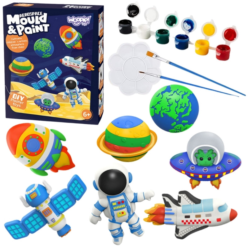 WOOPIE "pasidaryk pats" dažų kūrybinis rinkinys Padarykite gipso liejimo figūrėles ir dažus - Space Kit