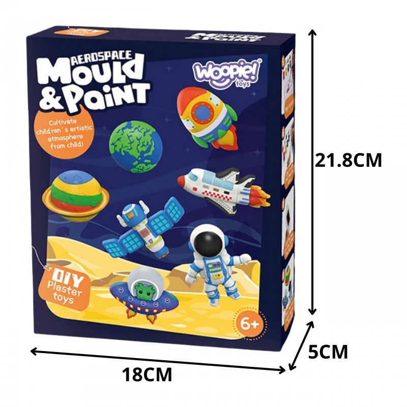 WOOPIE "pasidaryk pats" dažų kūrybinis rinkinys Padarykite gipso liejimo figūrėles ir dažus - Space Kit