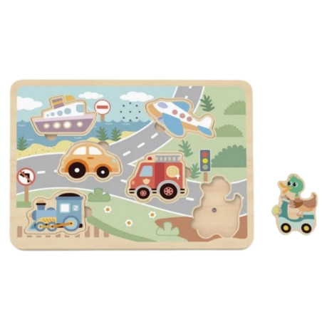 TOOKY TOY medinės interaktyvios dėlionės transporto priemonės TOOKY TOY medinės interaktyvios dėlionės transporto priemonės