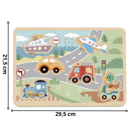 TOOKY TOY medinės interaktyvios dėlionės transporto priemonės TOOKY TOY medinės interaktyvios dėlionės transporto priemonės