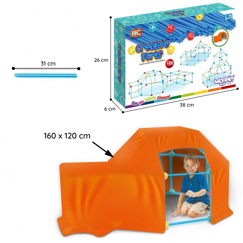 WOOPIE Big Blocks Construction Tent Set Straws Tubes 128 pcs.