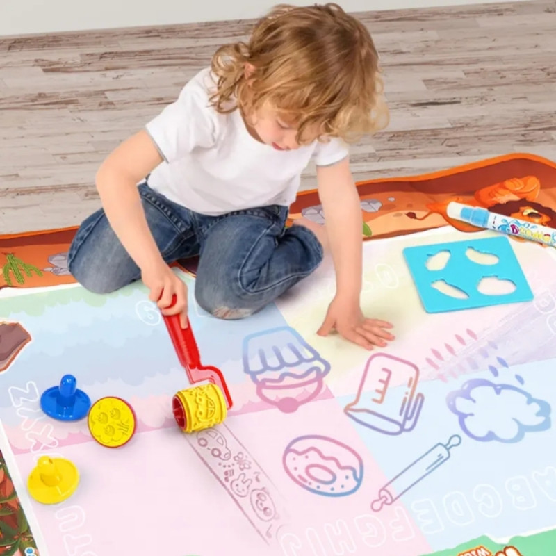 Коврик для рисования водой WOOPIE Magic XXL с цифрами-штампами 100x80 см