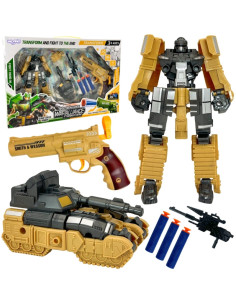 WOOPIE 3in1 transformuojantis roboto tanko ir smiginio paleidimo rinkinys rudas