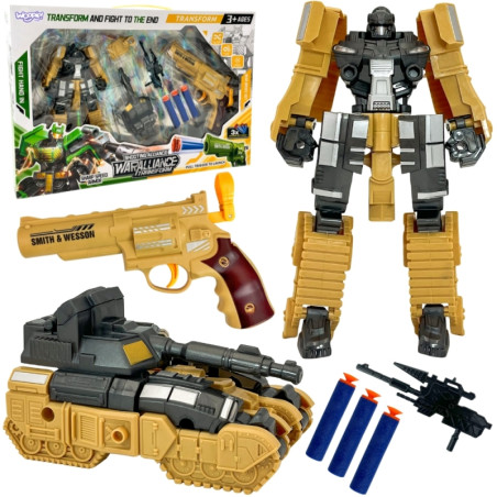 WOOPIE 3in1 transformuojantis roboto tanko ir smiginio paleidimo rinkinys rudas WOOPIE 3in1 transformuojantis roboto tanko ir smiginio paleidimo rinkinys rudas