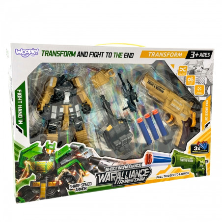 WOOPIE 3in1 transformuojantis roboto tanko ir smiginio paleidimo rinkinys rudas WOOPIE 3in1 transformuojantis roboto tanko ir smiginio paleidimo rinkinys rudas