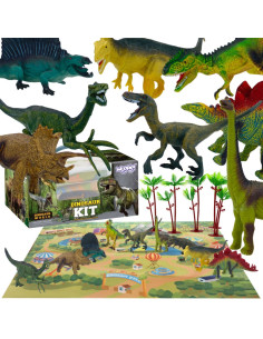 WOOPIE dinozaurų figūrėlių rinkinys 16 vnt. + Kilimėlis + Bagažinė