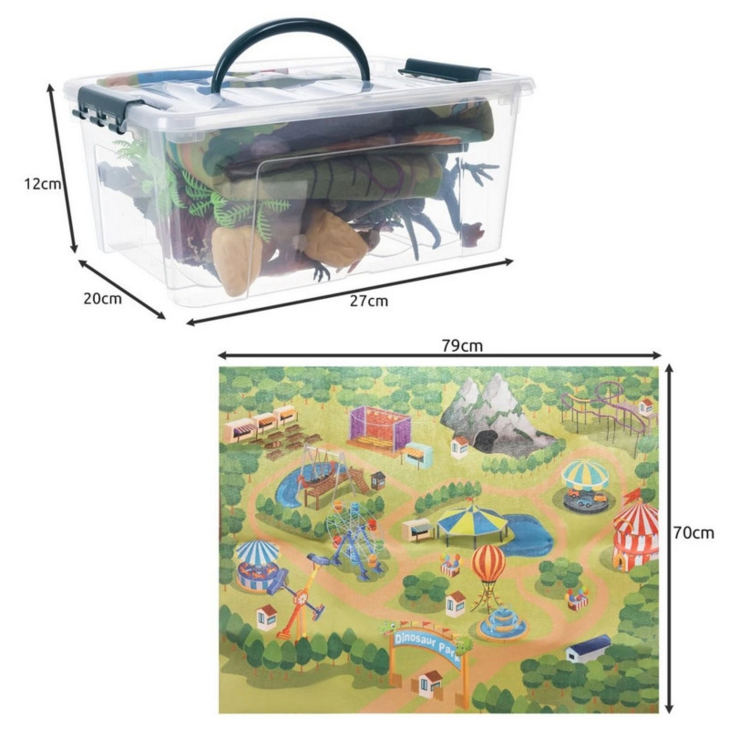 Набор фигурок динозавров WOOPIE (16 шт.) + коврик + сундук