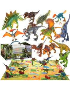 WOOPIE didelis XXL dinozaurų figūrėlių rinkinys + kilimėlis "Priešistorinis pasaulis"