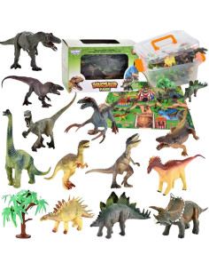 WOOPIE Dinozaurų parko rinkinys Figūrėlės + kilimėlis ir priedai 23 vnt.