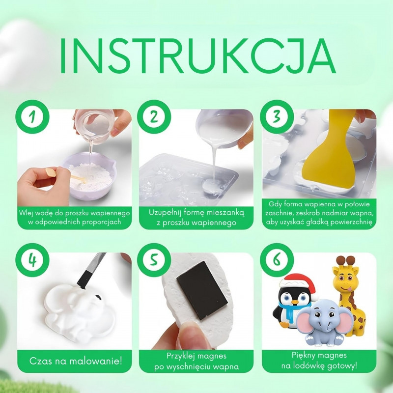 WOOPIE Zestaw Kreatywny z Farbami DIY Zrób Odlewy Gipsowe Figurki i Pomaluj - Zestaw Zwierzątka