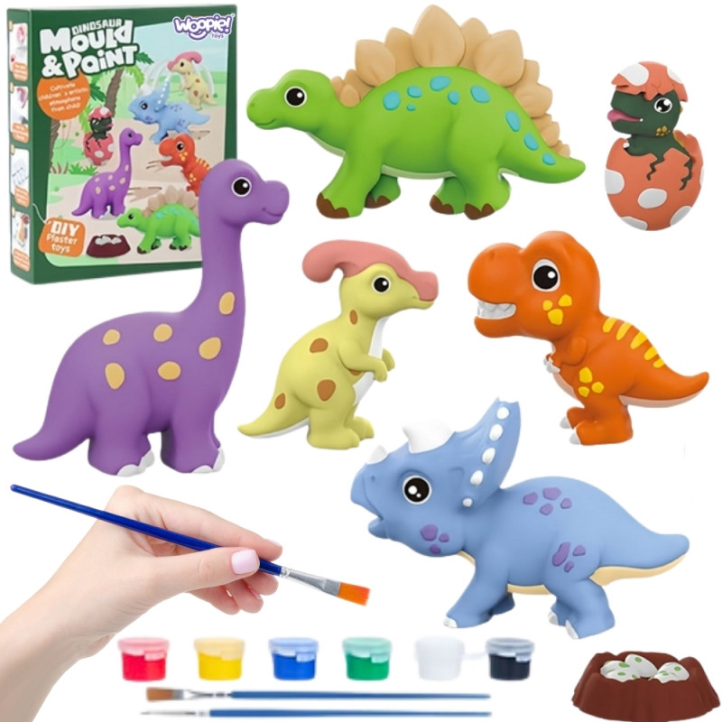 WOOPIE "pasidaryk pats" dažų kūrybinis rinkinys Gaminkite gipso liejinius, figūrėles ir dažus - Dinozaurų rinkinys