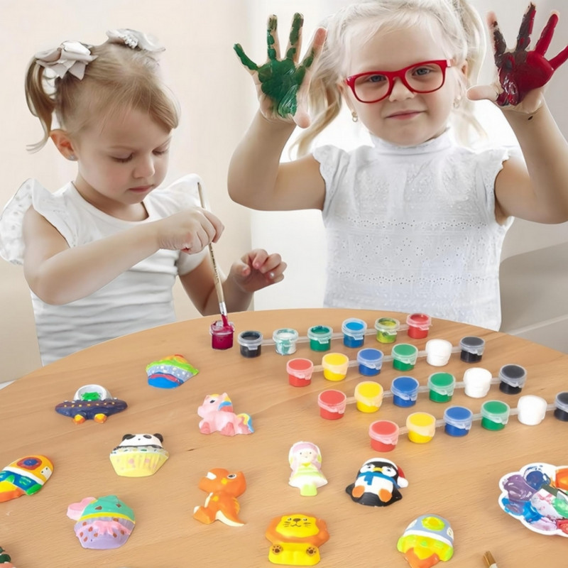 Набор для рисования «Сделай сам» WOOPIE: создание гипсовых фигурок и их раскрашивание — набор «Динозавры»