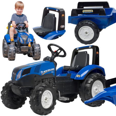 FALK New Holland didelis pedalinis traktorius su priekaba nuo 3 metų FALK New Holland didelis pedalinis traktorius su priekaba nuo 3 metų