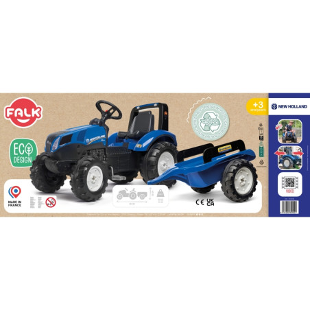 FALK Traktor na Pedały New Holland Duży z Przyczepką od 3 lat FALK Traktor na Pedały New Holland Duży z Przyczepką od 3 lat