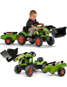 Falk Claas minamas pedalais traktorius su priekaba