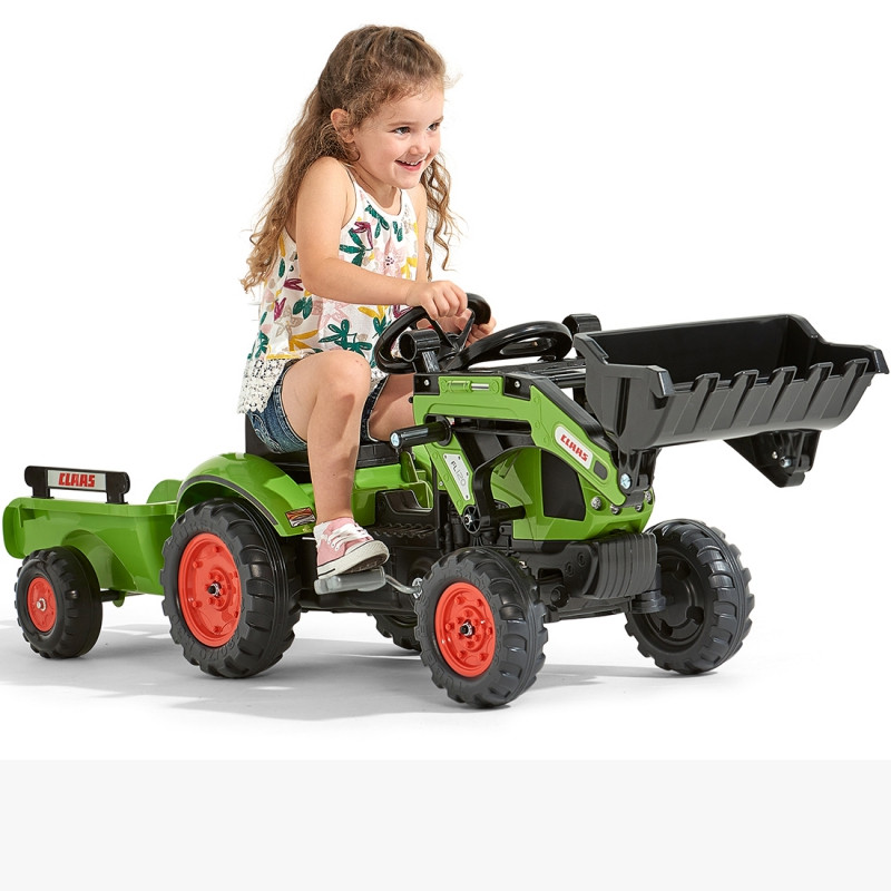 Falk Claas minamas pedalais traktorius su priekaba