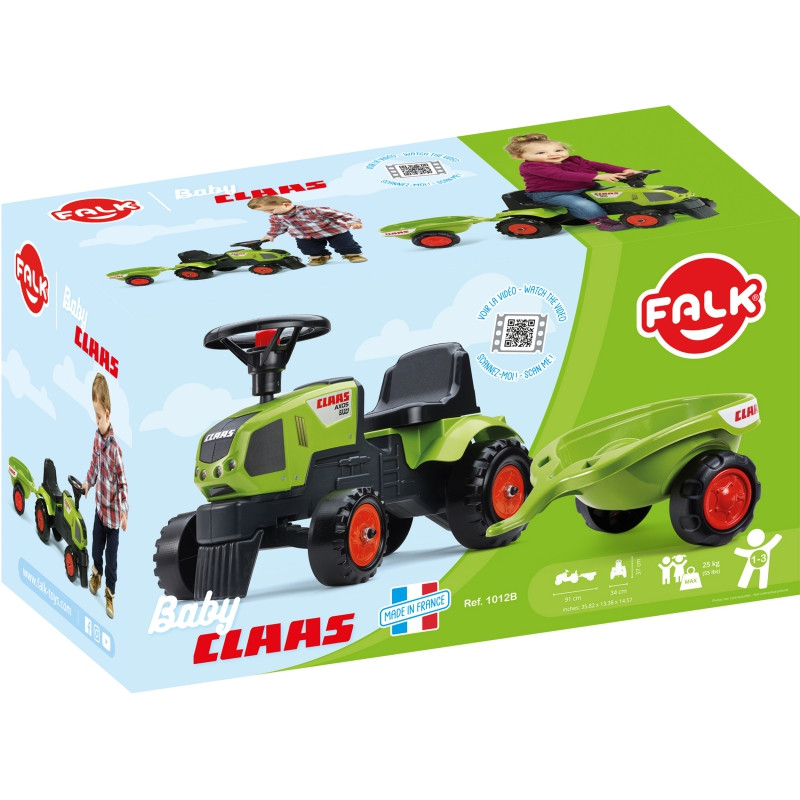 FALK Baby Claas Axos 310 Traktorius Žalias su priekaba nuo 1 metų