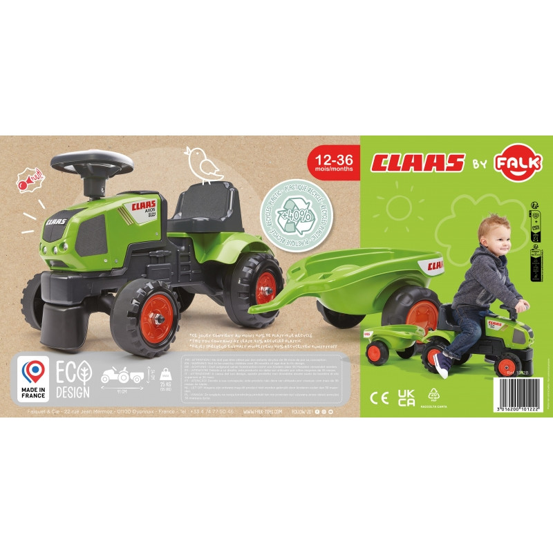 Трактор FALK Baby Claas Axos 310 Green с прицепом от 1 года