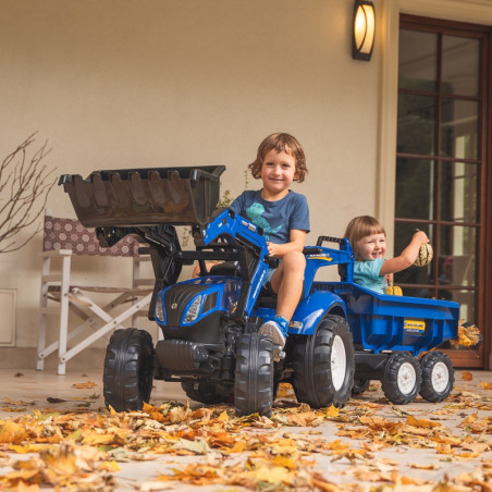 FALK New Holland pedalinis traktorius mėlynas su priekaba nuo 3 metų FALK New Holland pedalinis traktorius mėlynas su priekaba nuo 3 metų