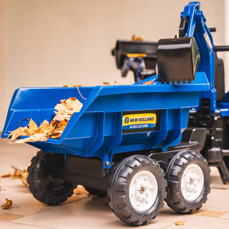 FALK New Holland pedalinis traktorius mėlynas su priekaba nuo 3 metų