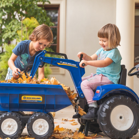 FALK New Holland pedalinis traktorius mėlynas su priekaba nuo 3 metų FALK New Holland pedalinis traktorius mėlynas su priekaba nuo 3 metų