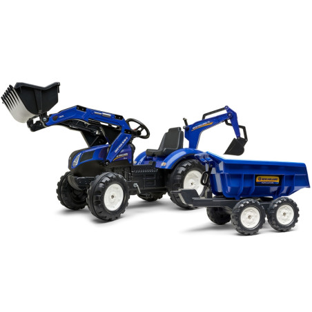FALK Traktorek New Holland na Pedały Niebieski z Przyczepką od 3 Lat FALK Traktorek New Holland na Pedały Niebieski z Przyczepką od 3 Lat