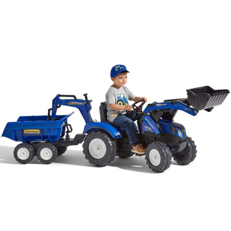 FALK New Holland pedalinis traktorius mėlynas su priekaba nuo 3 metų FALK New Holland pedalinis traktorius mėlynas su priekaba nuo 3 metų