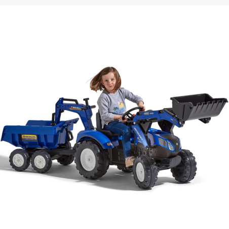 FALK New Holland pedalinis traktorius mėlynas su priekaba nuo 3 metų FALK New Holland pedalinis traktorius mėlynas su priekaba nuo 3 metų