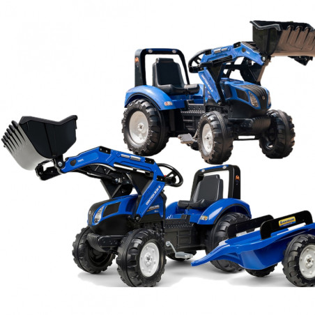 FALK New Holland Blue pedalinis traktorius su priekaba nuo 3 metų FALK New Holland Blue pedalinis traktorius su priekaba nuo 3 metų