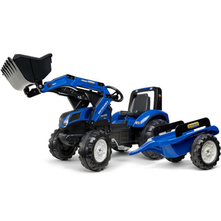 FALK New Holland Blue pedalinis traktorius su priekaba nuo 3 metų FALK New Holland Blue pedalinis traktorius su priekaba nuo 3 metų