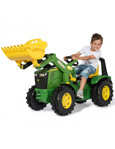 RollyX-Trac Premium John Deere Pedal Tractor Bucket Silent Wheels 3-10 metų iki 50kg Rolly Toys - Green