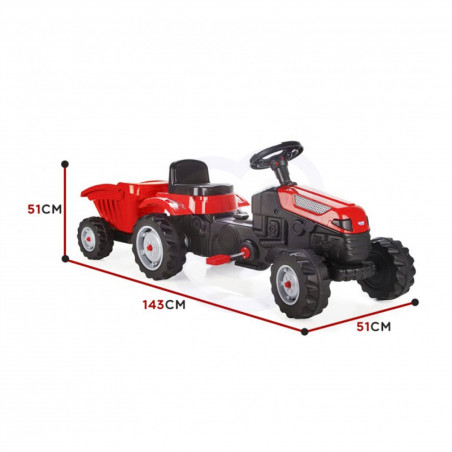 WOOPIE pedalinis traktorius Farmer GoTrac MAXI su priekaba tylūs ratai WOOPIE pedalinis traktorius Farmer GoTrac MAXI su priekaba tylūs ratai