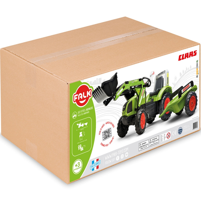 FALK pedalinis traktorius su kaušu ir priekaba CLAAS Green nuo 3 metų
