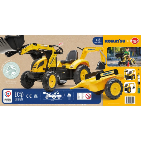 FALK KOMATSU pedalinis traktoriaus ekskavatoriaus kaušinė priekaba nuo 2 metų FALK KOMATSU pedalinis traktoriaus ekskavatoriaus kaušinė priekaba nuo 2 metų