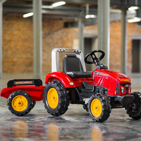 FALK Red Supercharger pedalinis traktorius su priekaba atidarytas 3 metus FALK Red Supercharger pedalinis traktorius su priekaba atidarytas 3 metus