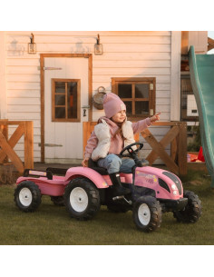 FALK traktorius Country Star Pink su pedalais + priekaba ir garso signalu nuo 2 metų. 2
