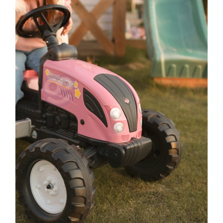 FALK traktorius Country Star Pink su pedalais + priekaba ir garso signalu nuo 2 metų. FALK traktorius Country Star Pink su pedalais + priekaba ir garso signalu nuo 2 metų.