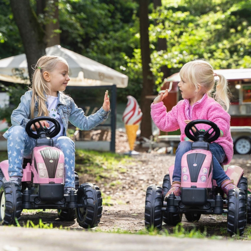 FALK traktorius Country Star Pink su pedalais + priekaba ir garso signalu nuo 2 metų.