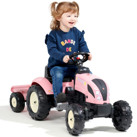 FALK traktorius Country Star Pink su pedalais + priekaba ir garso signalu nuo 2 metų. FALK traktorius Country Star Pink su pedalais + priekaba ir garso signalu nuo 2 metų.